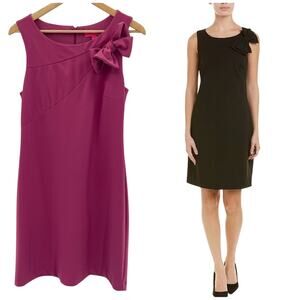 Betsey Johnson Mauve Pink Scuba Crepe Midi Dress with Shoulder Bow Dress Size 8